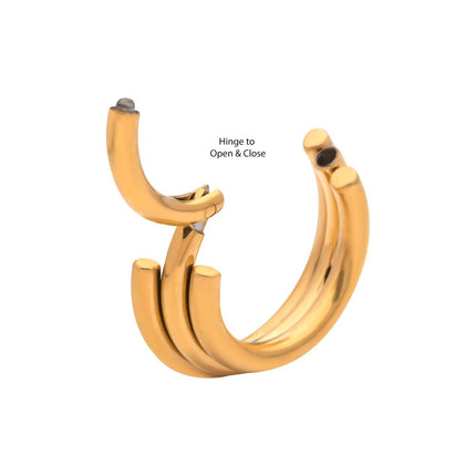 Invictus 24KT Gold PVD Titanium Triple Stacked Side Facing Hinged Segment Clicker