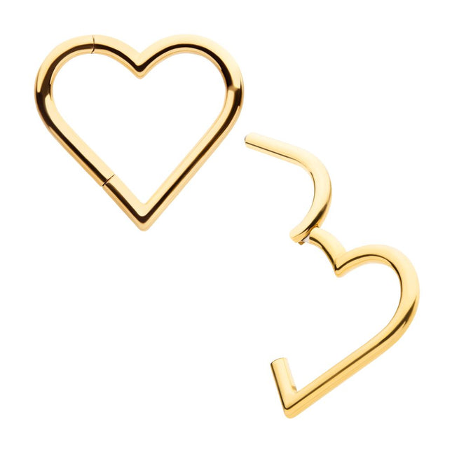 Invictus 24Kt Gold PVD Titanium Heart Shape Hinged Segment Clicker