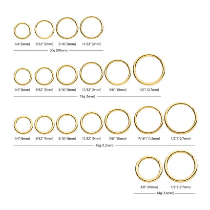 24KT Gold PVD Titanium Hinged Segment Clicker (20g to 14g)