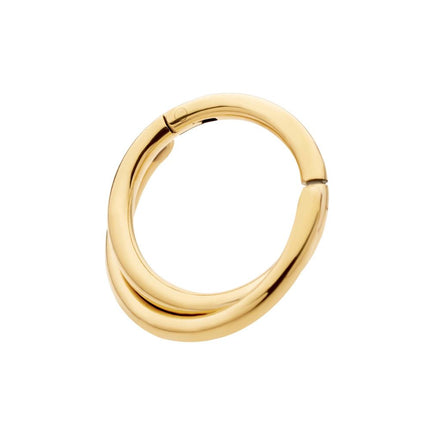 Invictus 24Kt Gold PVD Titanium Double Hoop Side Facing Hinged Segment Clicker
