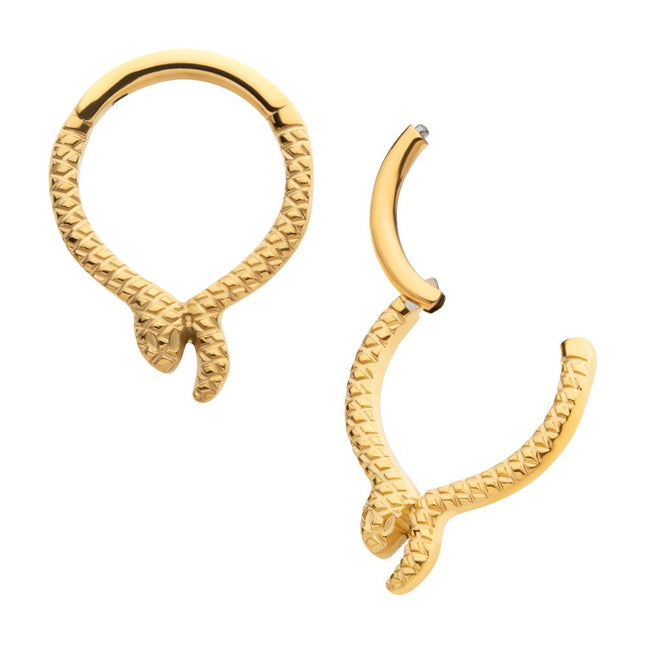 Invictus 24Kt Gold PVD Titanium Snake Front Facing Hinged Segment Clicker