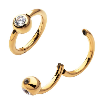 Invictus 24Kt Gold PVD Titanium Bezel Set Round Gem Side Facing Hinged Segment Clicker
