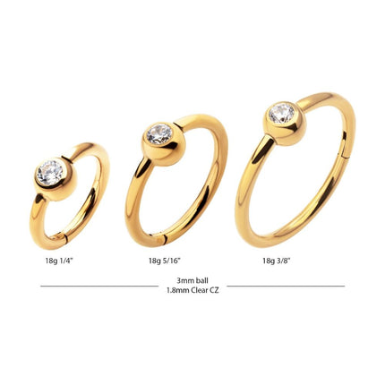 Invictus 24Kt Gold PVD Titanium Bezel Set Round Gem Side Facing Hinged Segment Clicker