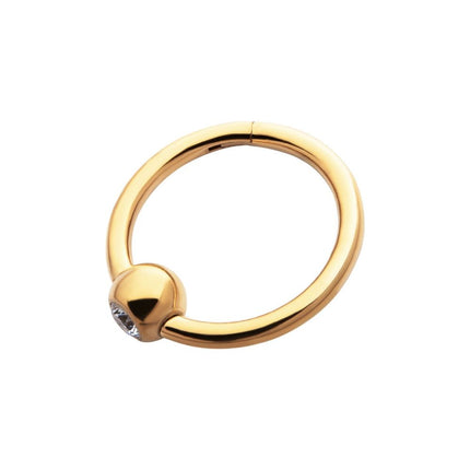 Invictus 24Kt Gold PVD Titanium Bezel Set Round Gem Side Facing Hinged Segment Clicker