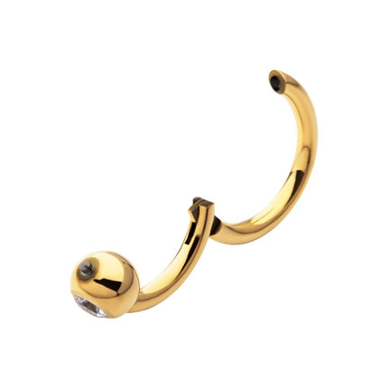 Invictus 24Kt Gold PVD Titanium Bezel Set Round Gem Side Facing Hinged Segment Clicker