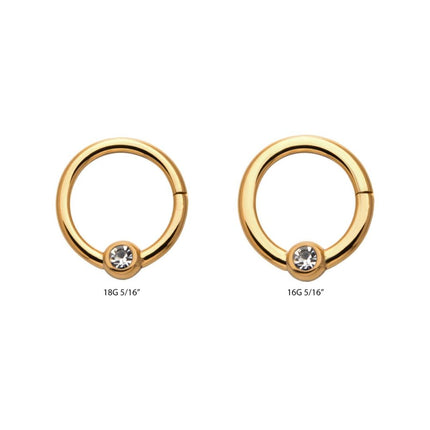 Invictus 24KT Gold PVD Titanium Bezel Set Clear CZ Hinged Segment Ring