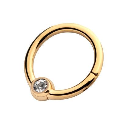 Invictus 24KT Gold PVD Titanium Bezel Set Clear CZ Hinged Segment Ring