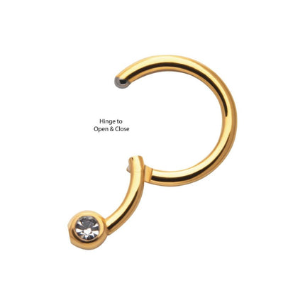 Invictus 24KT Gold PVD Titanium Bezel Set Clear CZ Hinged Segment Ring