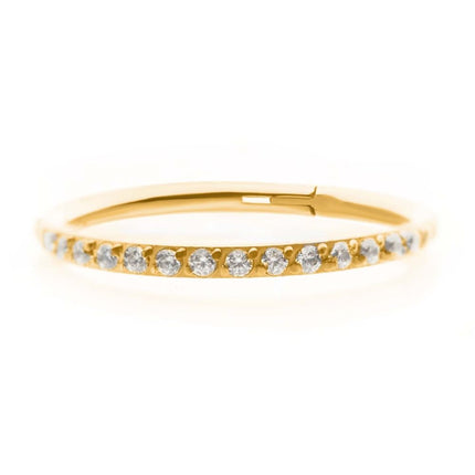 Invictus 24KT Gold PVD Titanium CNC Set Clear CZ Eternity Side Facing Hinged Segment Clicker