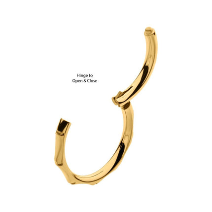 Invictus 24Kt Gold PVD Titanium Bamboo Design Side Facing Hinged Segment Clicker