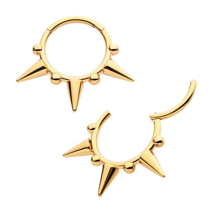 Invictus 24Kt Gold PVD Titanium Spike Design Front Facing Hinged Segment Clicker