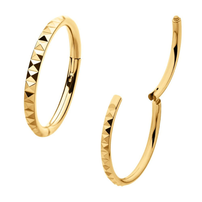 Invictus 24Kt Gold PVD Titanium Pyramid Design Side Facing Hinged Segment Clicker