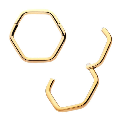 Invictus Hexagon Shape 24Kt Gold PVD Titanium Front Facing Hinged Segment Clicker