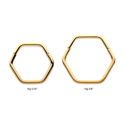 Invictus Hexagon Shape 24Kt Gold PVD Titanium Front Facing Hinged Segment Clicker