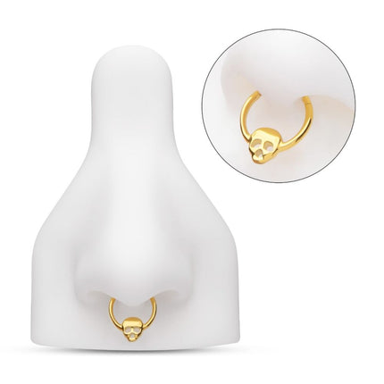 Invictus 24Kt Gold PVD Titanium with Centered Skull Front Facing Hinged Segment Clicker
