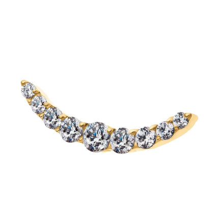 Invictus 24Kt Gold PVD Titanium Internally Threaded with Prong Set Round CZ 9-Cluster Top
