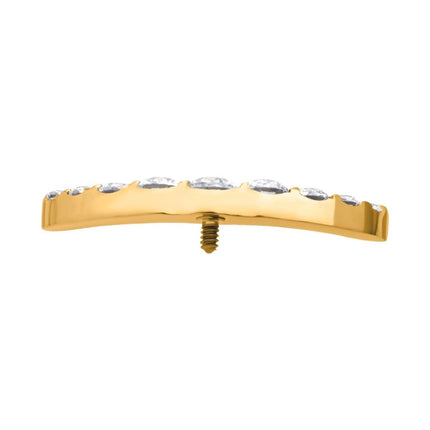 Invictus 24Kt Gold PVD Titanium Internally Threaded with Prong Set Round CZ 9-Cluster Top