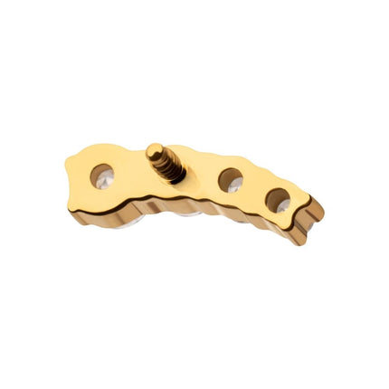 Invictus 24Kt Gold PVD Titanium Internally Threaded 4-Cluster Staggered Prong Set CZ Gem Top (Right Ear)