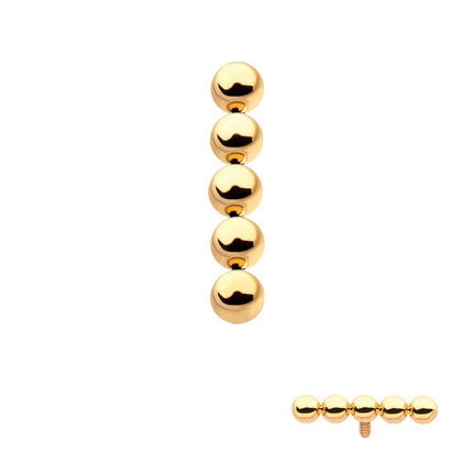 Invictus 24Kt Gold PVD Titanium Internally Threaded 5-Bead Cluster Top
