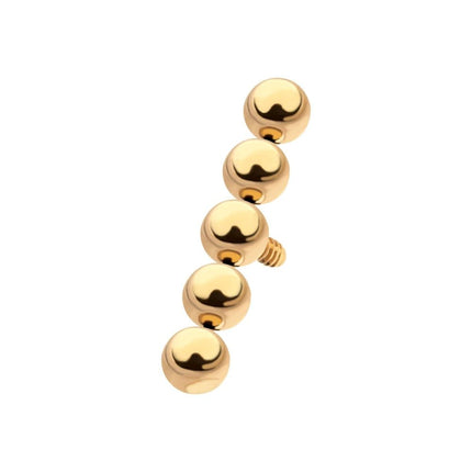 Invictus 24Kt Gold PVD Titanium Internally Threaded 5-Bead Cluster Top