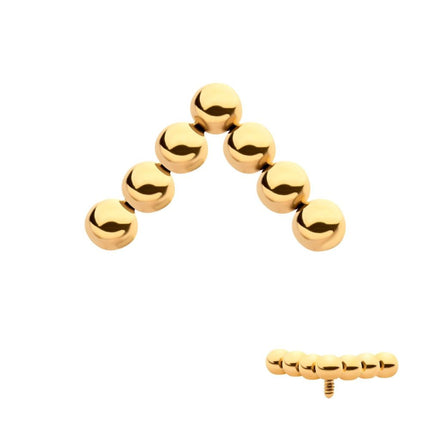 Invictus 24Kt Gold PVD Titanium Internally Threaded 7-Bead Triangle Shape Top