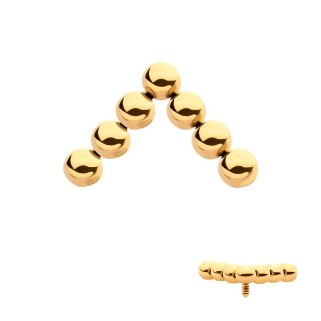 Invictus 24Kt Gold PVD Titanium Internally Threaded 7-Bead Triangle Shape Top