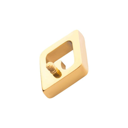 Invictus 24Kt Gold PVD Titanium Internally Threaded Rhombus Shape with Clear CZ Top