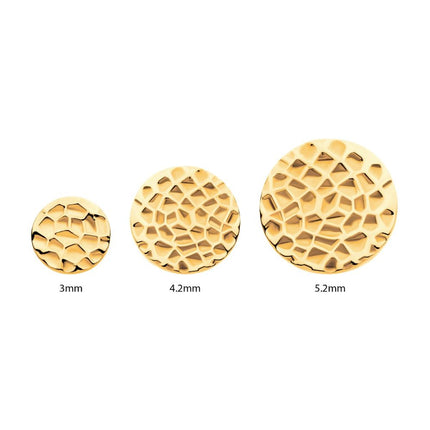 Invictus 24Kt Gold PVD Titanium Internally Threaded Hammered Disk Top