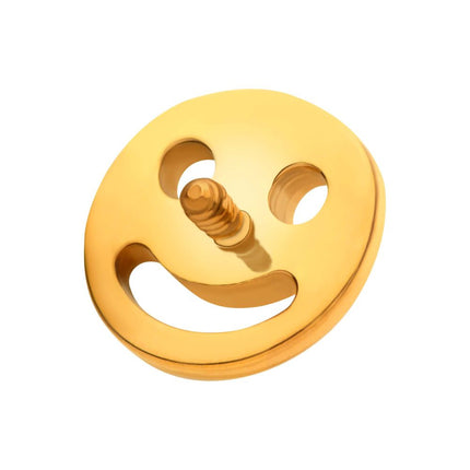 Invictus 24Kt Gold PVD Titanium Internally Threaded Smiley Face Emoji Top
