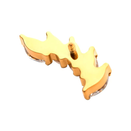 Invictus 24Kt Gold PVD Titanium Internally Threaded with Prong Set Marquise 5 Gem Curved Fan Top