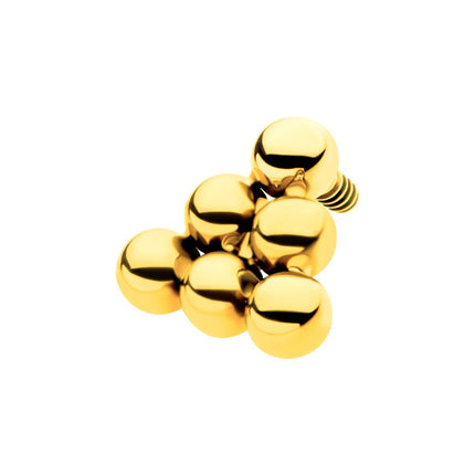 Invictus 24Kt Gold PVD Titanium Internally Threaded 6 Beads Pyramid Shape Top