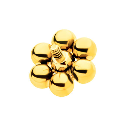 Invictus 24Kt Gold PVD Titanium Internally Threaded 7 Beads Hexagon Shape Top