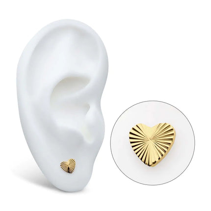 Invictus 24Kt Gold PVD Titanium Internally Threaded Corrugated Heart Top