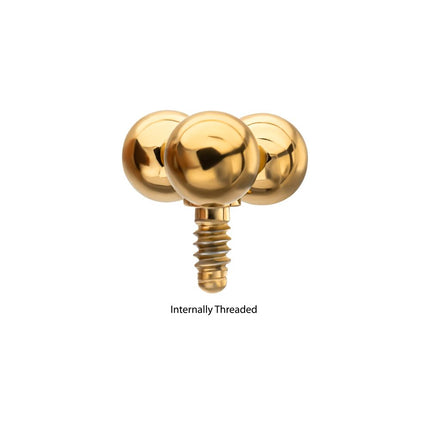 Invictus 24Kt Gold PVD Titanium Internally Threaded Trinity Ball Top