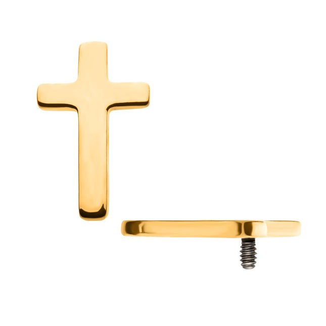 Invictus 24KT Gold PVD Titanium Internally Threaded with Cross Top