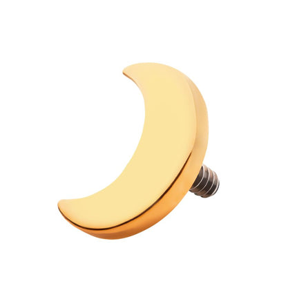 Invictus 24Kt Gold PVD Titanium Internally Threaded Crescent Moon Top with 1.6mm Crest