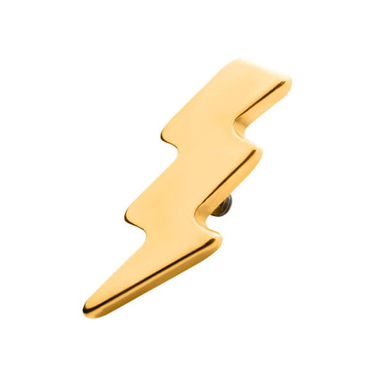 Invictus 24KT Gold PVD Titanium Internally Threaded with Lightning Bolt Top