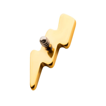 Invictus 24KT Gold PVD Titanium Internally Threaded with Lightning Bolt Top