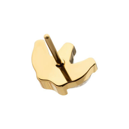 Invictus 24Kt Gold PVD Titanium Threadless Prong Set 3-Marquise Gem Fan Cluster Top