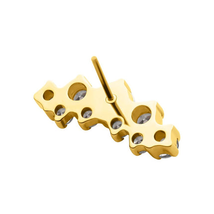 Invictus 24Kt Gold PVD Titanium Threadless Terraced Cluster Prong Set CZ Gem Top
