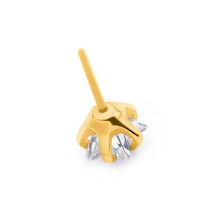 Invictus 24KT Gold PVD Titanium Threadless with Prong Set CZ Star Shape Top