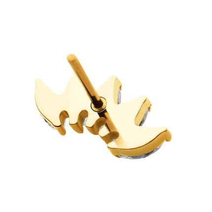 Invictus 24Kt Gold PVD Titanium Threadless with Prong Set Marquise CZ 5-Cluster Top