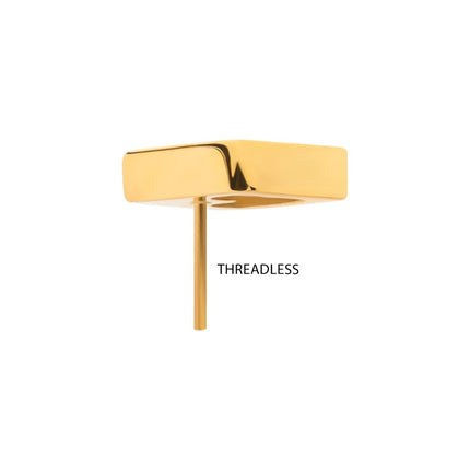Invictus 24Kt Gold PVD Titanium Threadless Rhombus Shape with Clear CZ Top