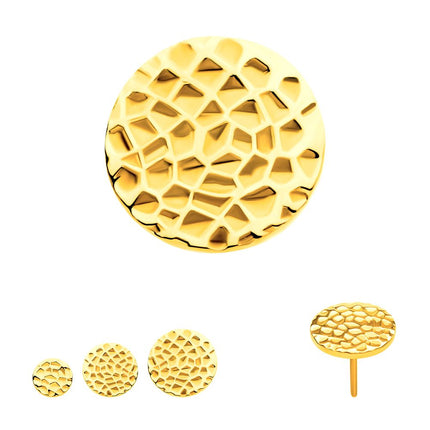 Invictus 24Kt Gold PVD Titanium Threadless Hammered Disk Top