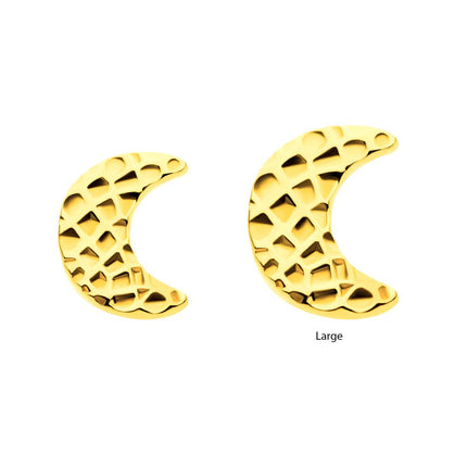 Invictus 24Kt Gold PVD Titanium Threadless Hammered Crescent Moon Top