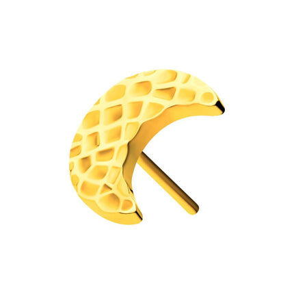 Invictus 24Kt Gold PVD Titanium Threadless Hammered Crescent Moon Top