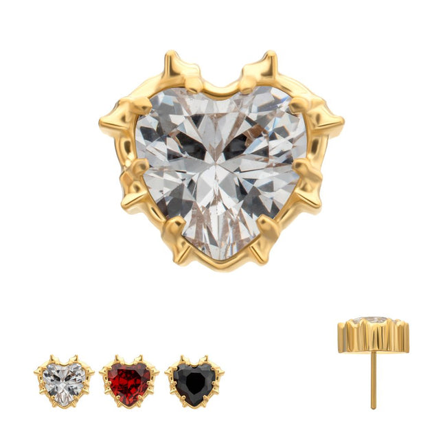 Invictus 24Kt Gold PVD Titanium Threadless Prong Set Gem Heartbreaker Edge Top