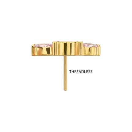 Invictus 24Kt Gold PVD Titanium Threadless Prong Set 5- Marquise Gem Fan Cluster Top