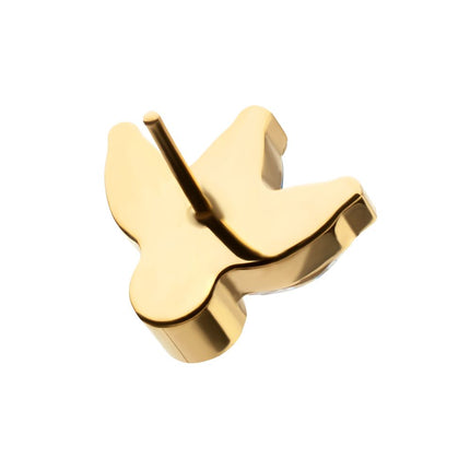 Invictus 24Kt Gold PVD Titanium Threadless 3-Cluster Marquise Gem Fan Top with Bezel Round Gem