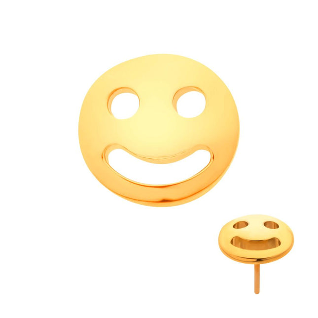 Invictus 24Kt Gold PVD Titanium Threadless Smiley Face Emoji Top